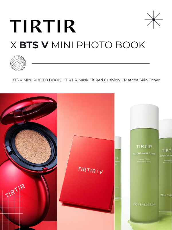 BTS V Photobook + TIRTIR Matcha Toner + TIRTIR Red Cushion