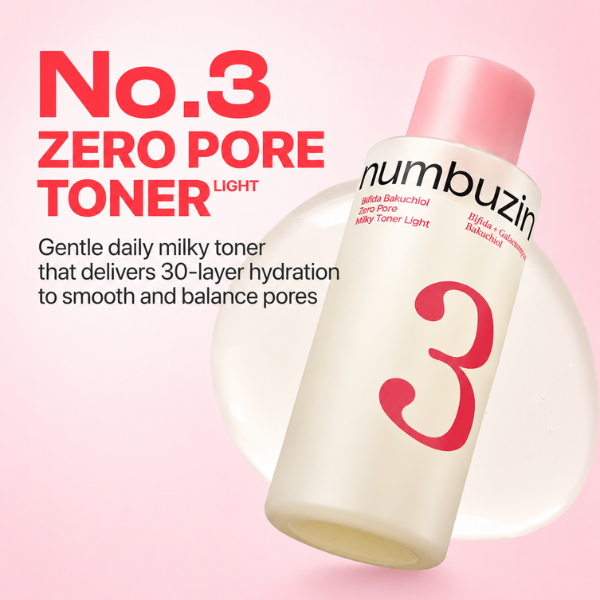 Numbuzin No.3 Bifida Bakuchiol Zero Pore Milky Toner Light 200ml