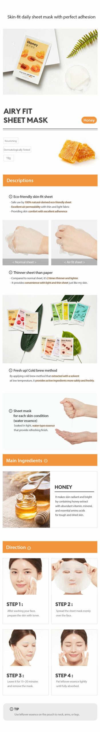 MISSHA Airy Fit Sheet Mask Honey MISSHA