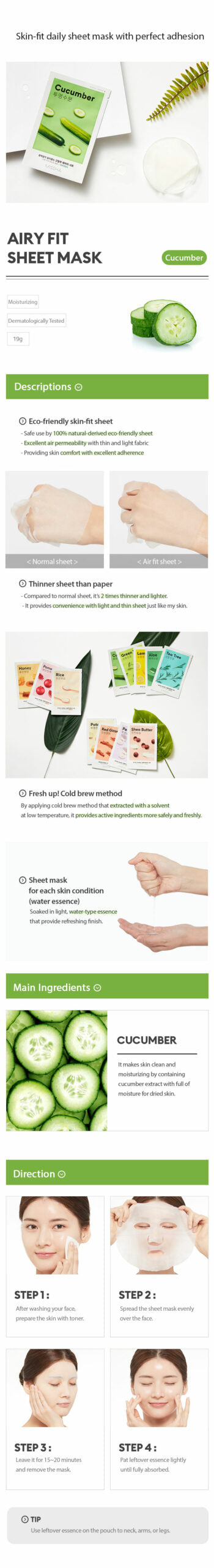 MISSHA Airy Fit Sheet Mask Cucumber MISSHA