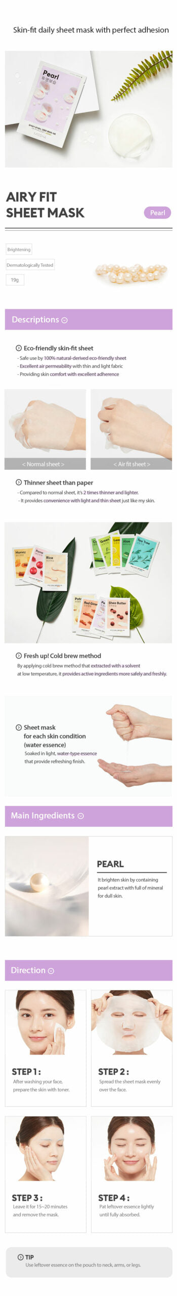 MISSHA Airy Fit Sheet Mask Pearl MISSHA