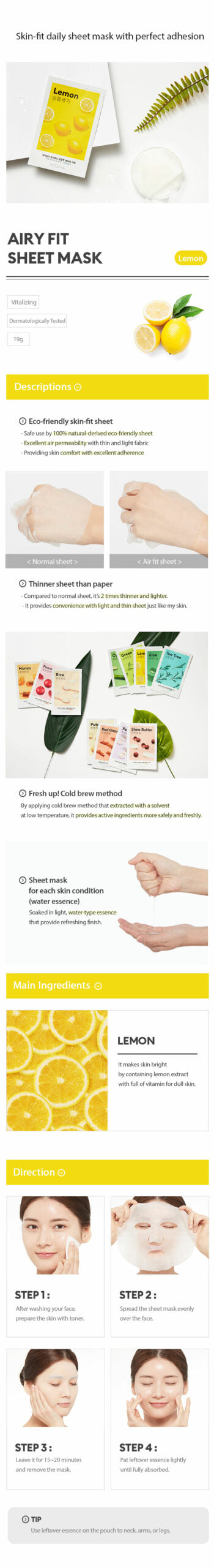 MISSHA Airy Fit Sheet Mask Lemon MISSHA