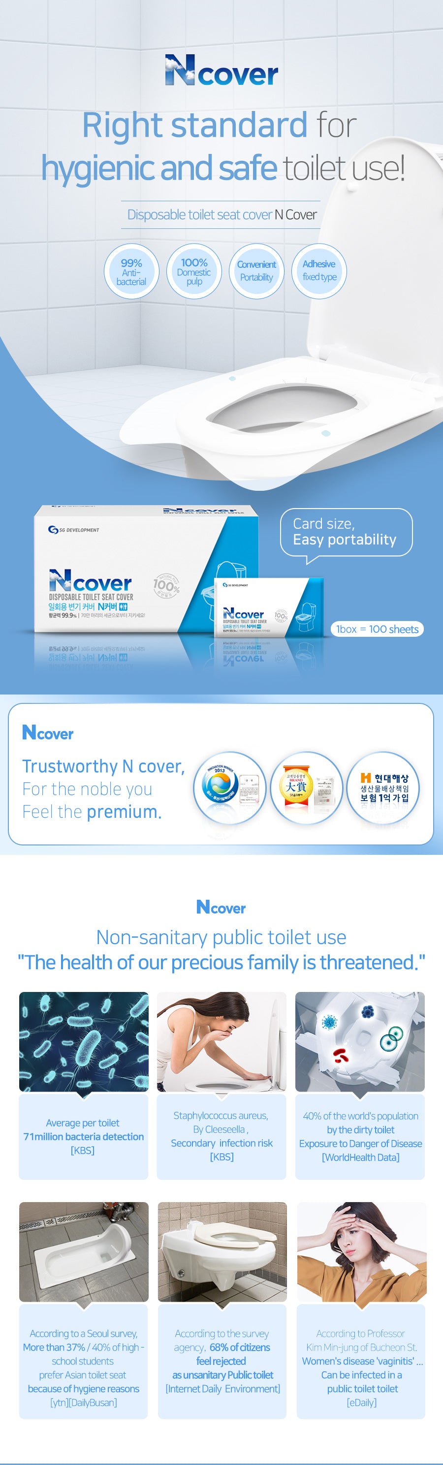 Ncover Disposable Toilet Seat Cover 100pcs Ncover
